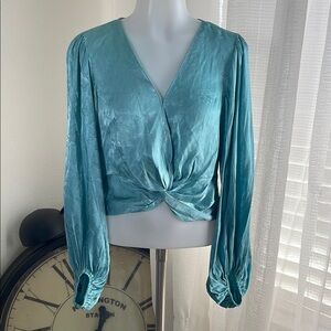 NWT BTFL-Life Elegant Teal Women's Crop Top Chic Retro Size Medium